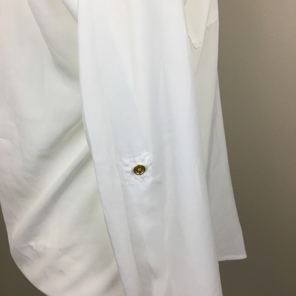 [Michael Kors] White Blouse w Gold Pocket Zippers - Picture 6 of 8